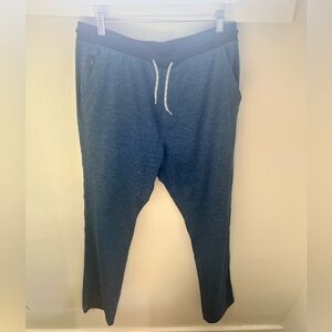 Navy blue Marine Layer sweatpants with drawstring waist and pockets. Size: L
